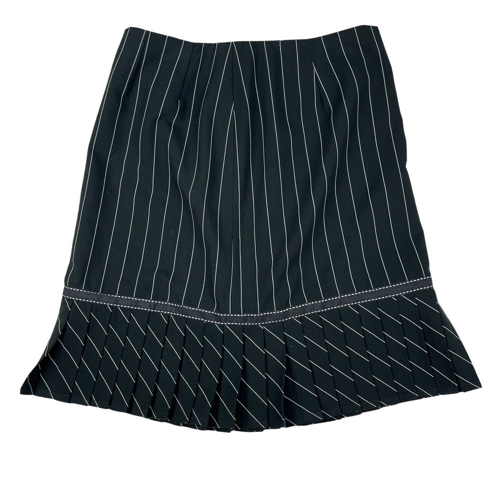NYGARD Pinstripe Skirt Petite 4 Pleated Hem Y2K Office Career Old Money Chic
